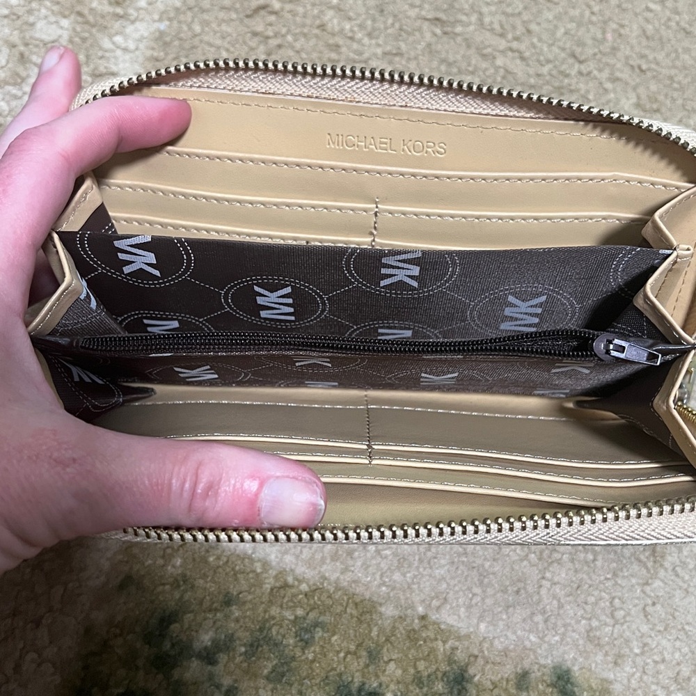 Michael Kors Metallic Gold-Silver Zip Wallet - Picture 3 of 3